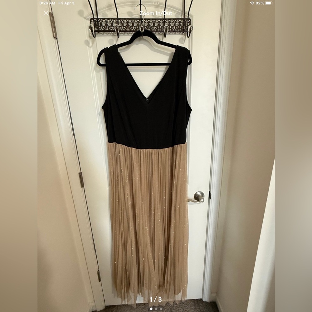 Elegant Black and Shimmery Gold Evening Dress